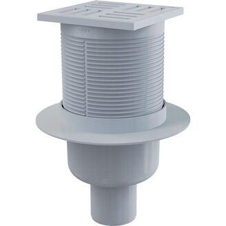 Podlahová vpusť 105 x 105, mřížka šedá, spodní odtok d 50 mm, Alcadrain APV6111