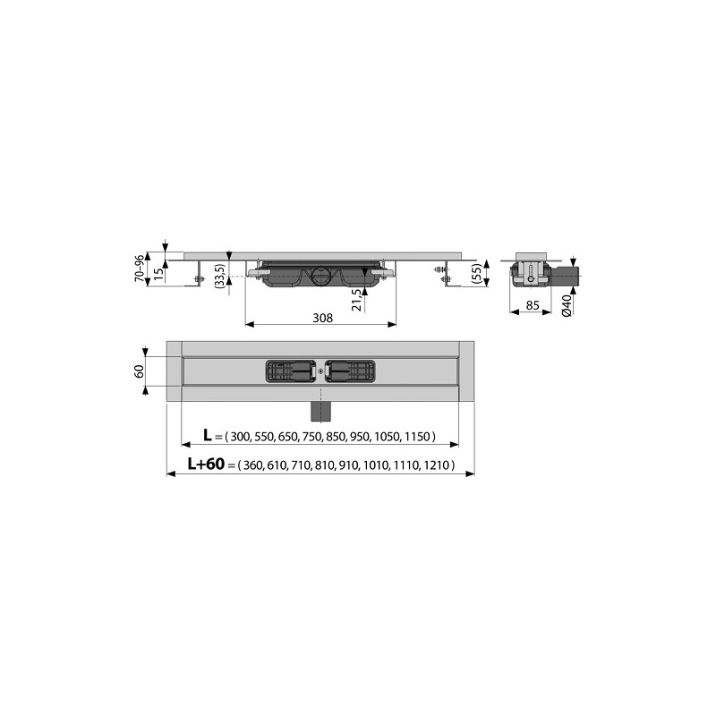 Sprchový odtokový žlab APZ101 750 mm, Alcadrain