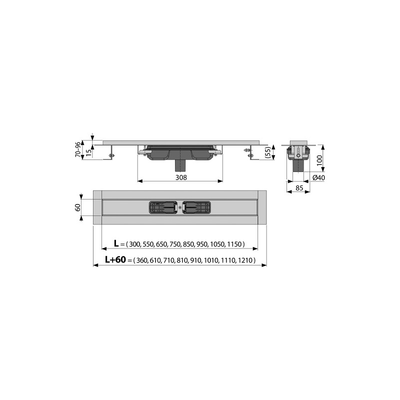 Sprchový odtokový žlab APZ1101 1050 mm, Alcadrain