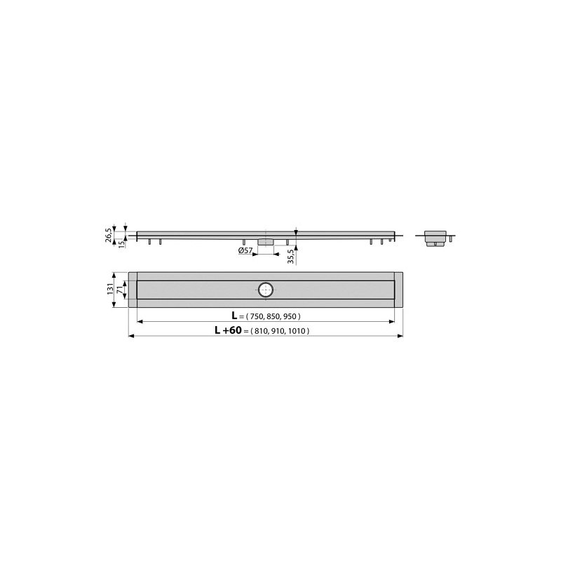 Sprchový odtokový žlab APZ13 DOUBLE 750 mm, Alcadrain