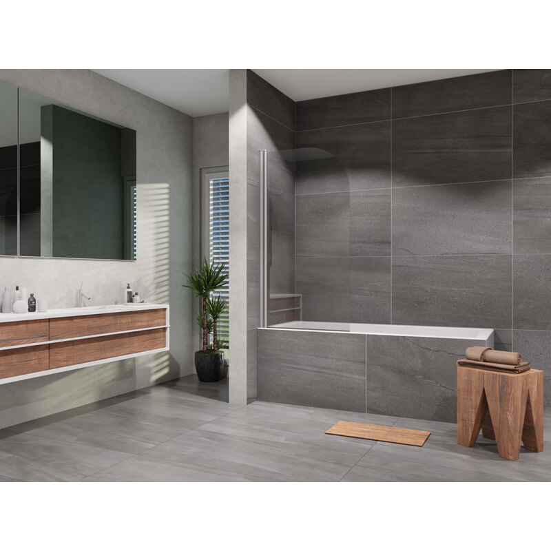 Vanová zástěna Paolo 800 x 1400 mm, aluchrom, čiré sklo, oblá, Lansanit LAN07001