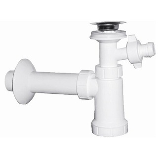 Umyvadlový sifon s výpustí 64 mm, odpad 40 mm, s přpojkou, Plast Brno EU1N342