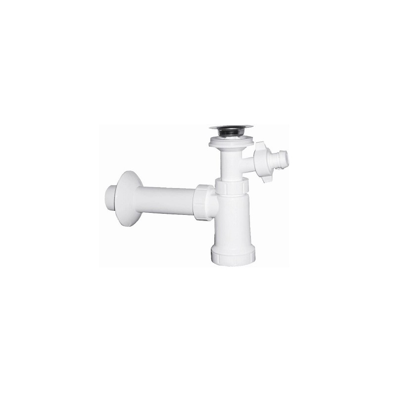 Umyvadlový sifon s výpustí 64 mm, odpad 40 mm, s přpojkou, Plast Brno EU1N342