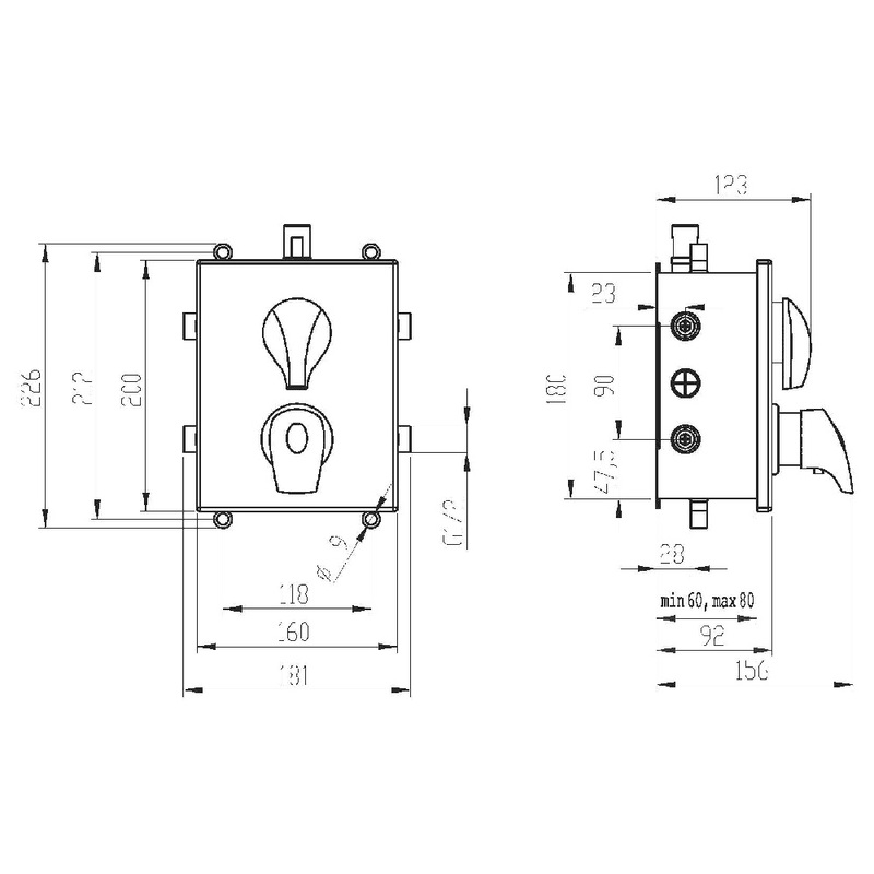Sprchová baterie Metalia 57, chrom, podomítková, termostatická, bez příslušenství, Novaservis BOX57052RXT,0