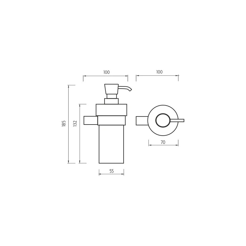 Dávkovač tekutého mýdla, pumpička plast BORMO chrom, sklo, Nimco BR 11031W-26