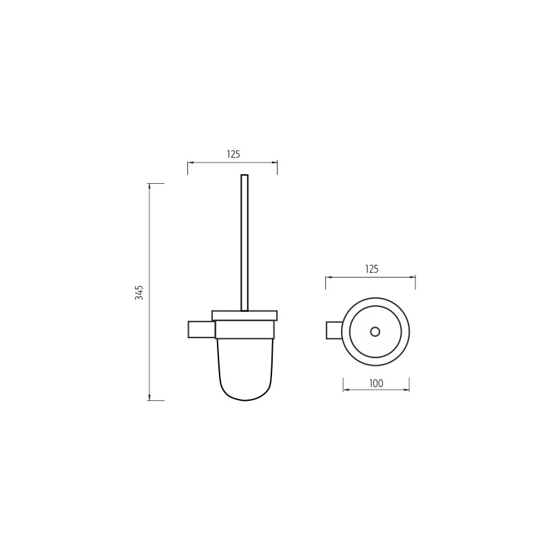 Toaletní WC kartáč BORMO 98 x 157 x 345 mm, chrom, sklo, Nimco BR 11094WN-26