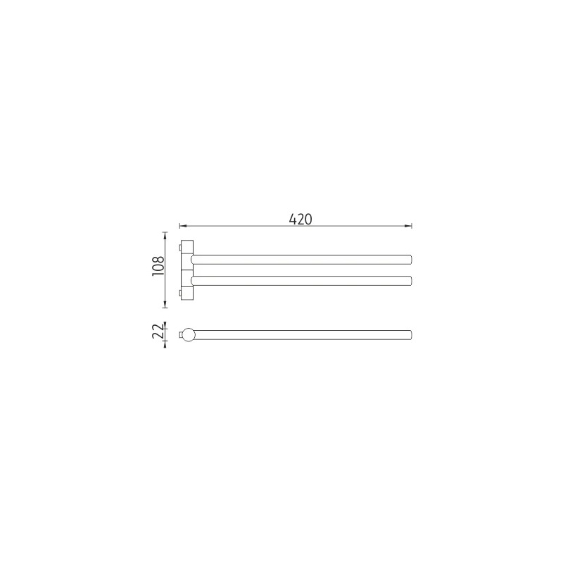 Držák na ručníky otočný, 42 cm BORMO chrom, Nimco BR 11096-26