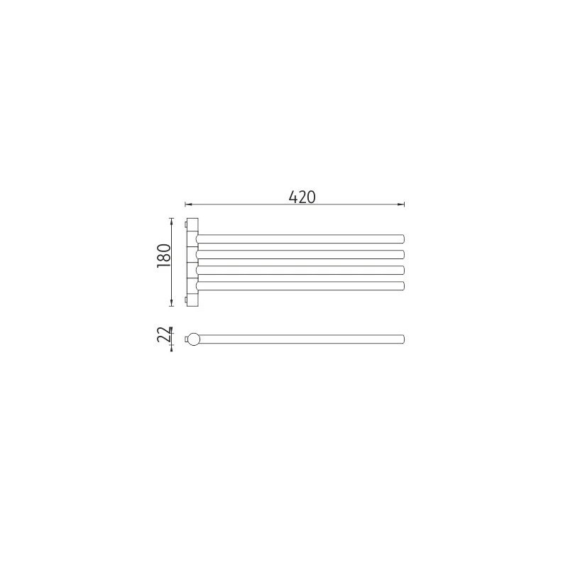 Držák na ručníky otočný, 42 cm BORMO chrom, Nimco BR 11096-4-26