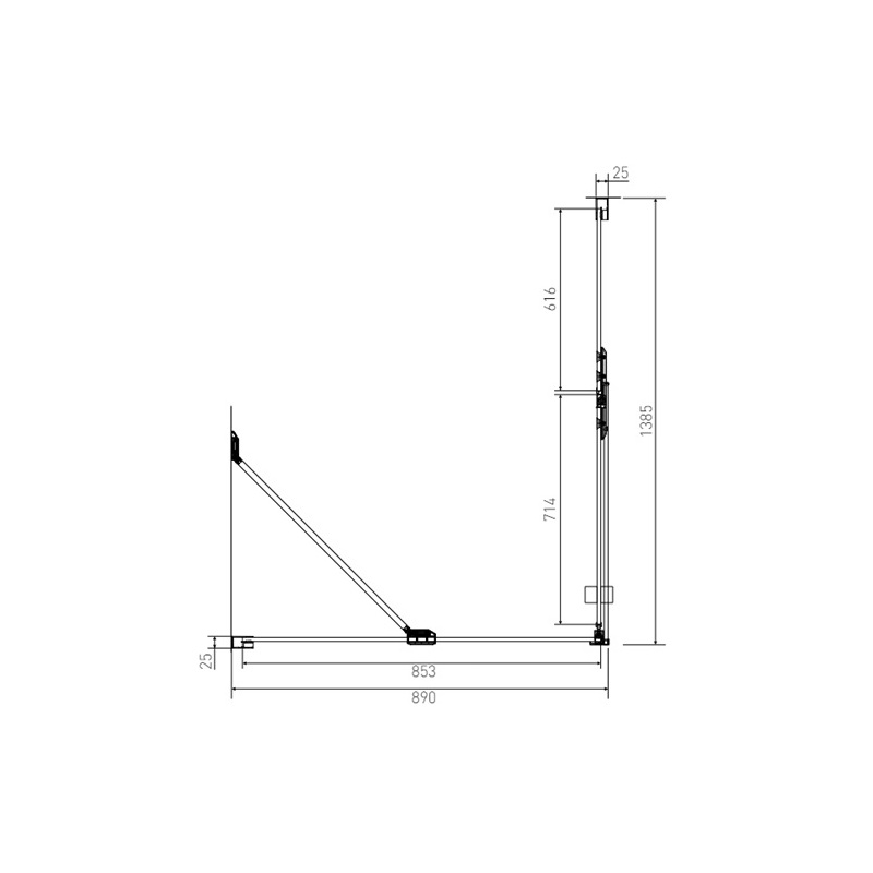 Sprchový kout Brix 140 x 90 cm, sklo čiré, profil aluchrom, obdélník, pravé provedení, Lansanit H2Y-14R/SPHY90
