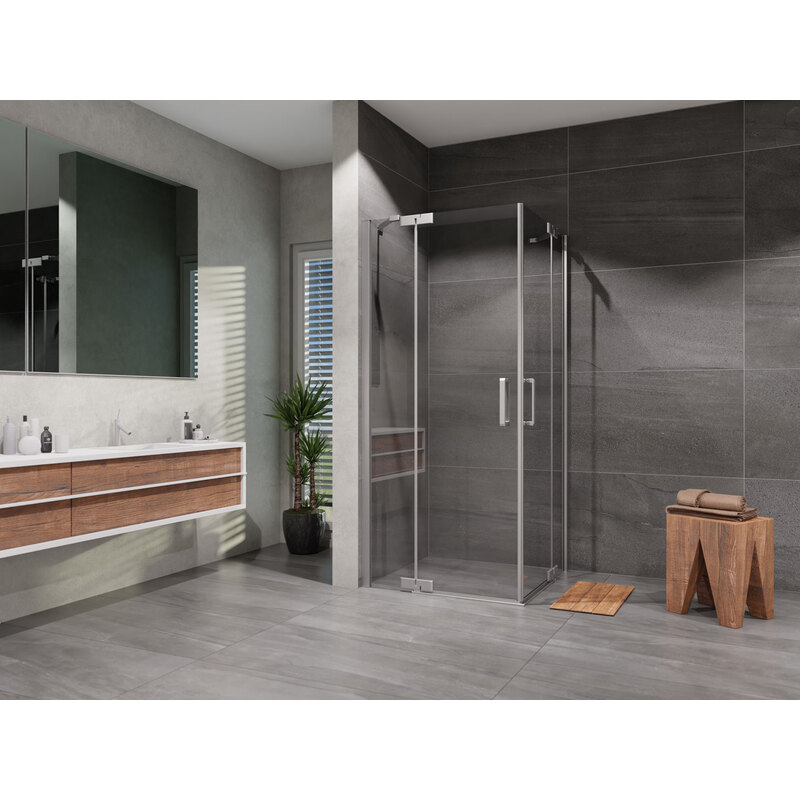 Sprchový kout Brix 100 x 100 cm, sklo čiré, profil aluchrom, čtverec, Lansanit HRY11