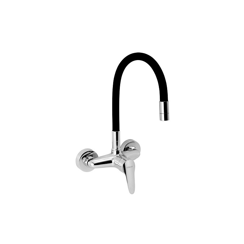 Dřezová baterie Titania 150 mm, černá-chrom, nástěnná, Novaservis 94480,0C