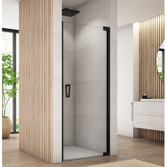 Sprchové dveře CADURA CA1C P 800 mm, sklo čiré, profil černý, pravé, SanSwiss CA1CD0800607