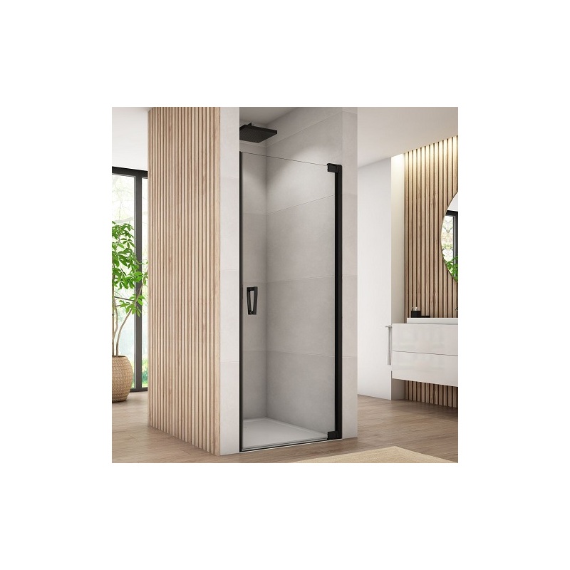 Sprchové dveře CADURA CA1C P 800 mm, sklo čiré, profil černý, pravé, SanSwiss CA1CD0800607