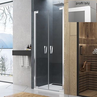 Sprchové dveře CADURA CA2C 1000 mm, sklo čiré, profil bílý mat, SanSwiss CA2C1000907