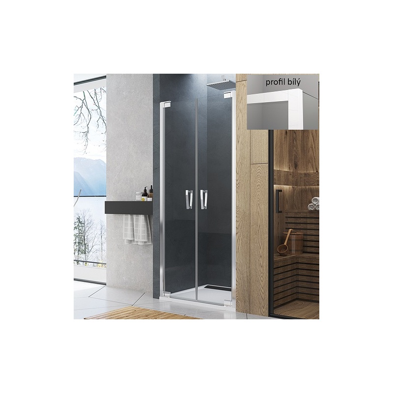 Sprchové dveře CADURA CA2C 1000 mm, sklo čiré, profil bílý mat, SanSwiss CA2C1000907