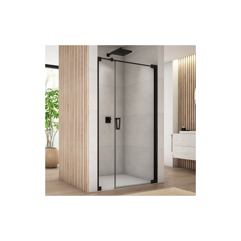 Sprchové dveře CADURA CA31C P 1400 mm, sklo čiré, profil černý, pravé, SanSwiss CA31CD1400607