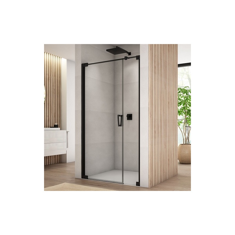 Sprchové dveře CADURA CA31C L 1200 mm, sklo čiré, profil černý, levé, SanSwiss CA31CG1200607