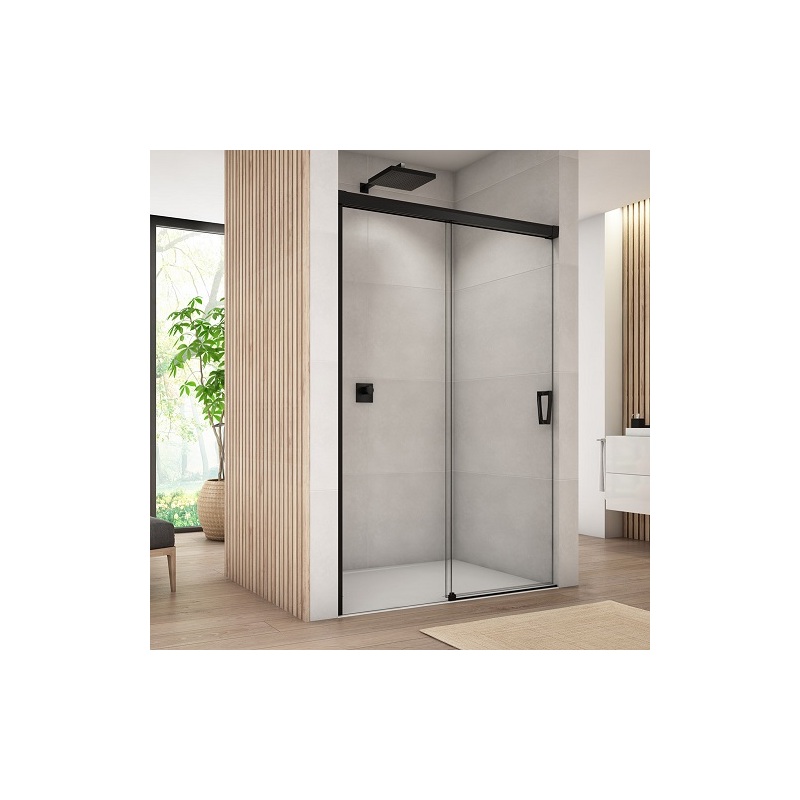 Sprchové dveře CADURA CAS2 L 1500 mm, sklo čiré, profil černý, levé, SanSwiss CAS2G1500607