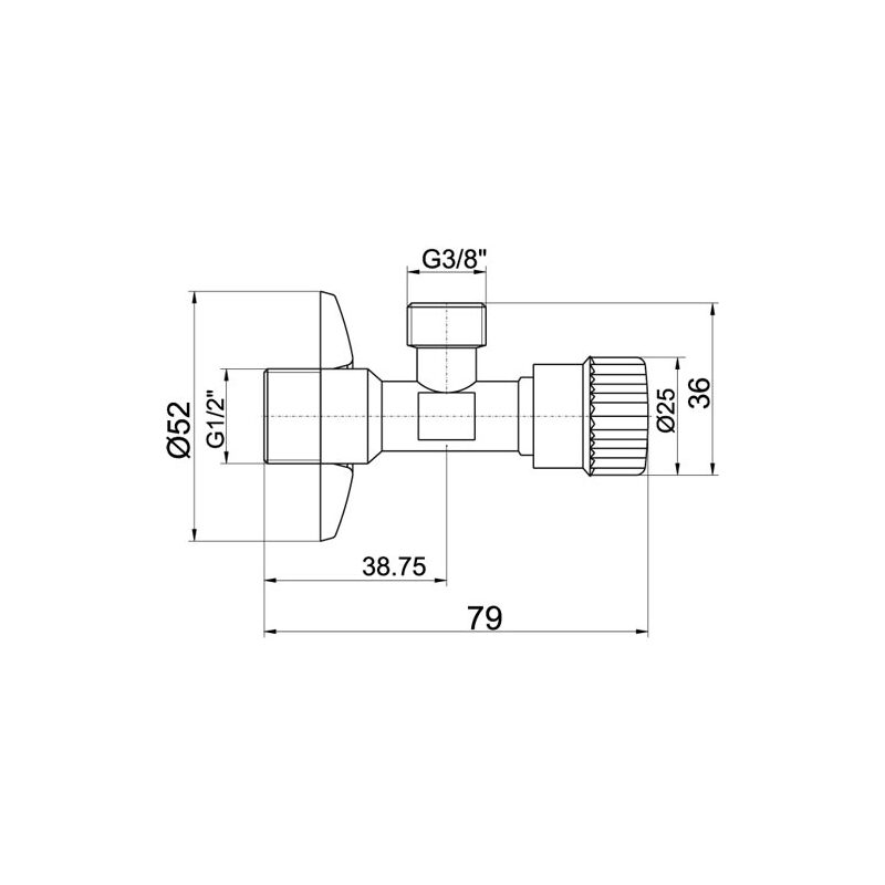 Ventil rohový 1/2 x 3/8, vřetenový, bez filtru, s krytkou, Novaservis Z1238G (CF3002/10)