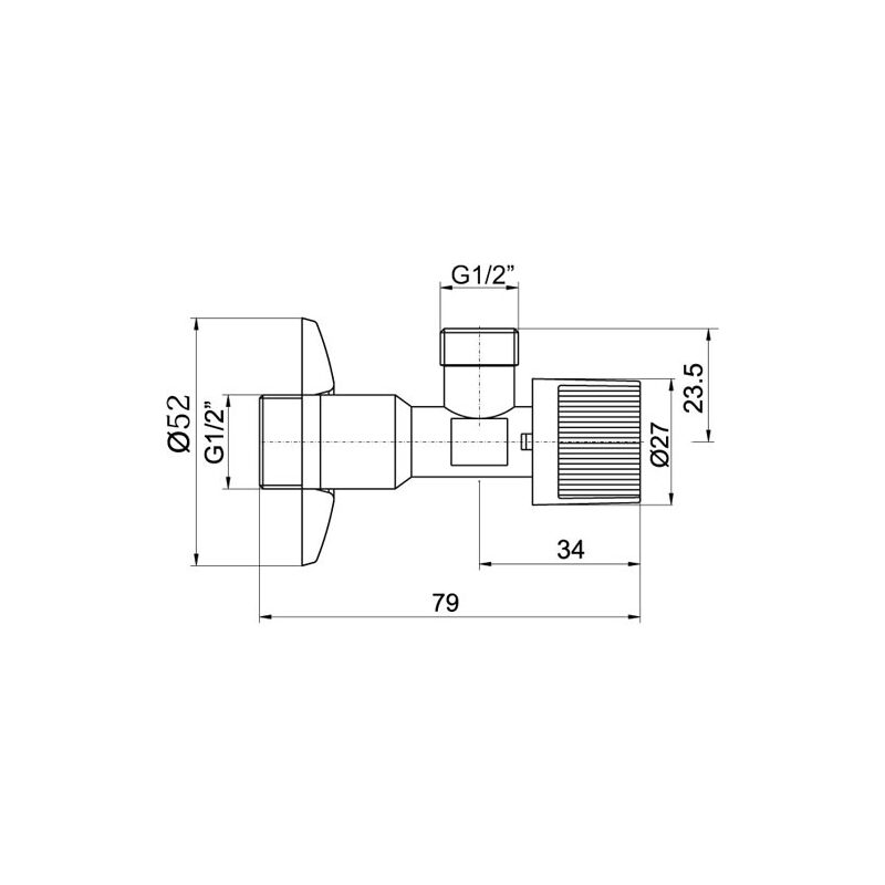 Ventil rohový 1/2 x 1/2 bez filtru, Novaservis EZ1212K (CF3003/15)