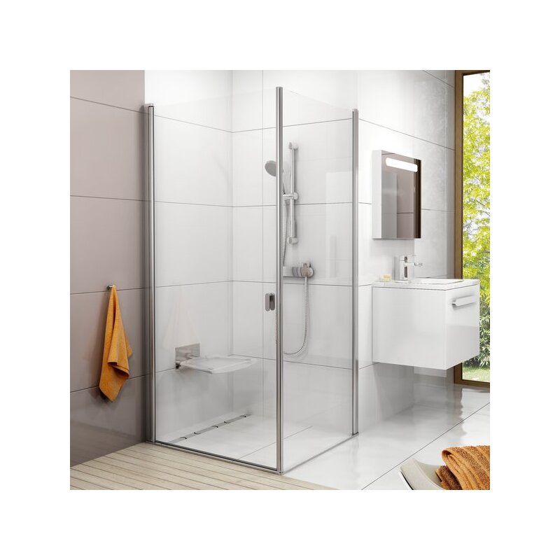 Sprchová stěna pevná Chrome CPS 800 mm, sklo transparent, profil satin, Ravak, 9QV40U00Z1