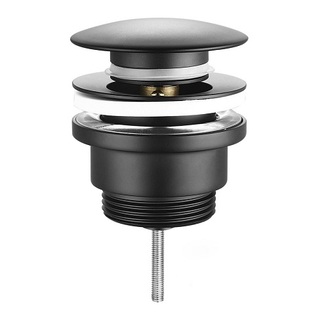 Umyvadlová výpusť 5/4, černá mat, click-clack, velká zátka, 10-55 mm, Sapho CV1002B