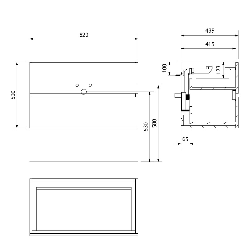 Umyvadlová skříňka Odetta, 82 × 50 × 43,5 cm, dub černý, Sapho DT085-1818
