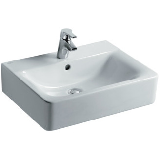 Umyvadlo Connect Cube 55x46 cm, s otvorem, bílé, na stěnu, s přepadem, Ideal Standard, E713901