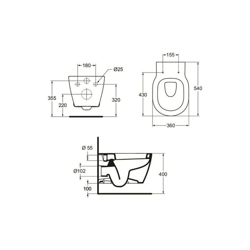 Ideal Standard klozet závěsný Connect 