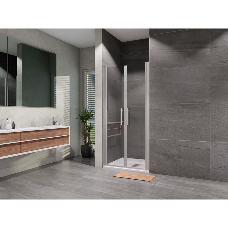 Sprchové dveře Elisa 900 mm, sklo matné, profil chrom, 2-křídlé, Lansanit AS2-90-190-M