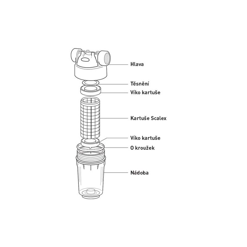 Vodní filtr Ecosoft Scalex 5 mini 1/2, včetně kartuše, pro ochranu bojlerů a kotlů