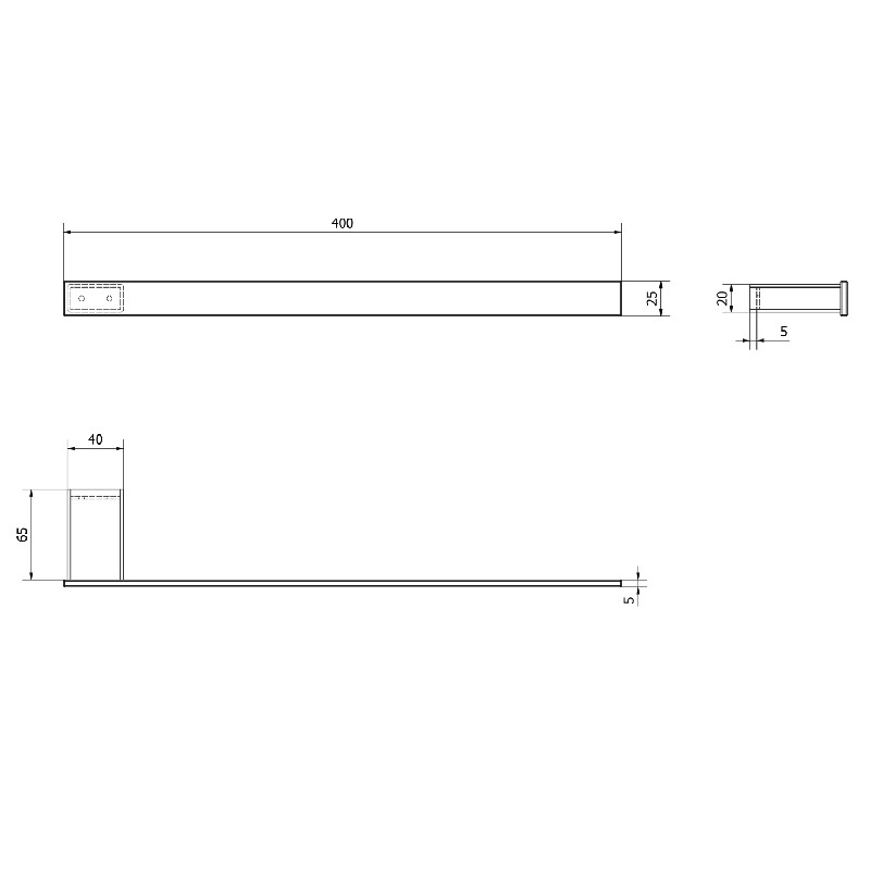 Držák ručníků BELLA, 400 mm, chrom, Sapho FA311