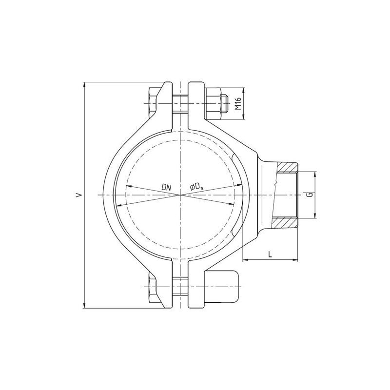 Navrtávací pas HOD-G501 bez uzávěru G 2, DN 200, VAG 3-84-00039-668