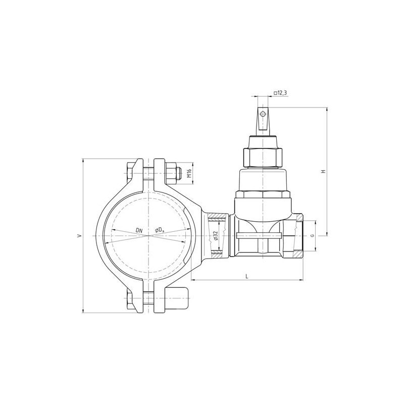 Navrtávací pas HOD-G511, mosazné šoupátko G 5/4, DN 100, VAG 2-28-01509-125