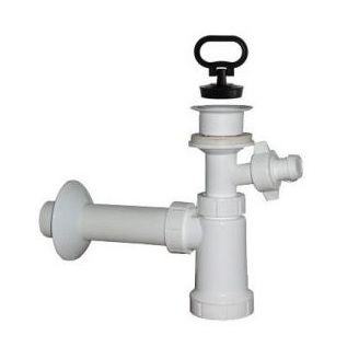 Umyvadlový sifon s výpustí 62 mm, odpad 40 mm, s přpojkou, Plast Brno EU1P342