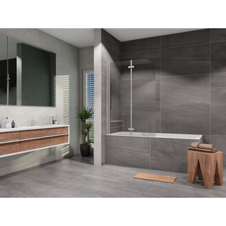 Vanová zástěna Paolo dvoudílná 1000 x 1400 mm, aluchrom, čiré sklo, Lansanit LAN07003