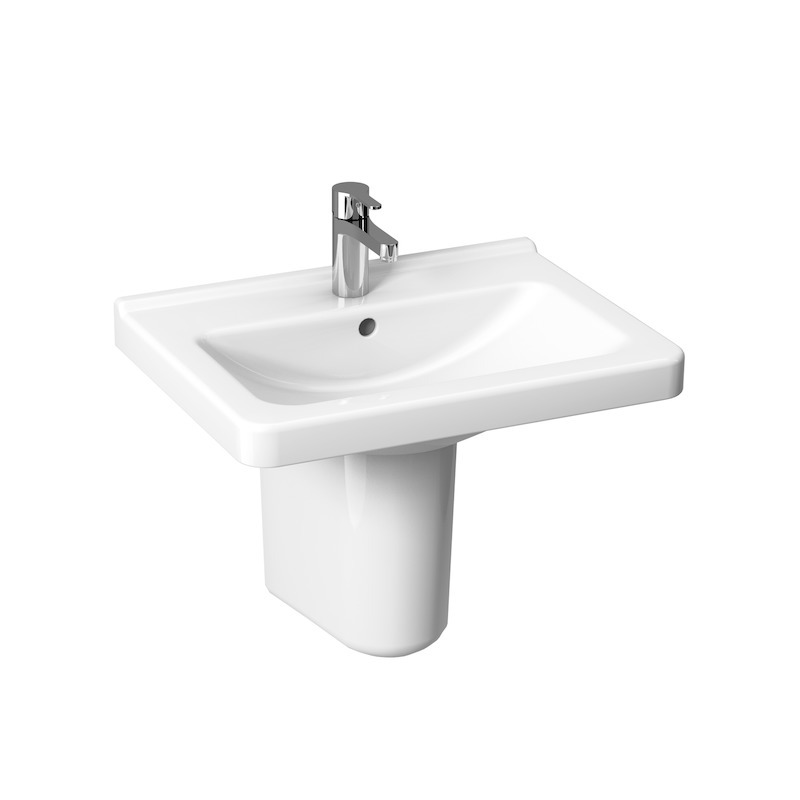 Umyvadlo Cubito 55x42 cm, s otvorem, bílé, na stěnu, s přepadem, JIKA, H8104220001041