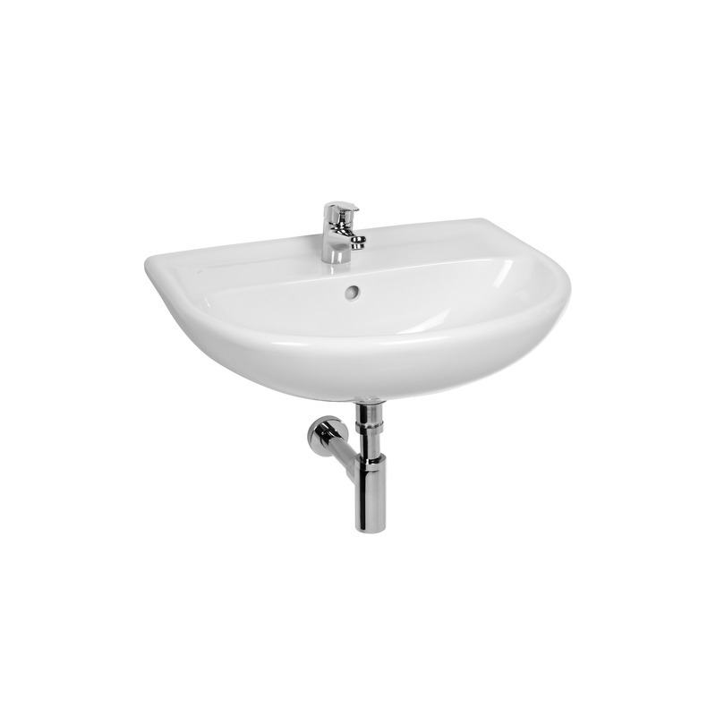 Umyvadlo Lyra Plus 55x45 cm, s otvorem, bílé, na stěnu, s přepadem, JIKA, H8143820001041