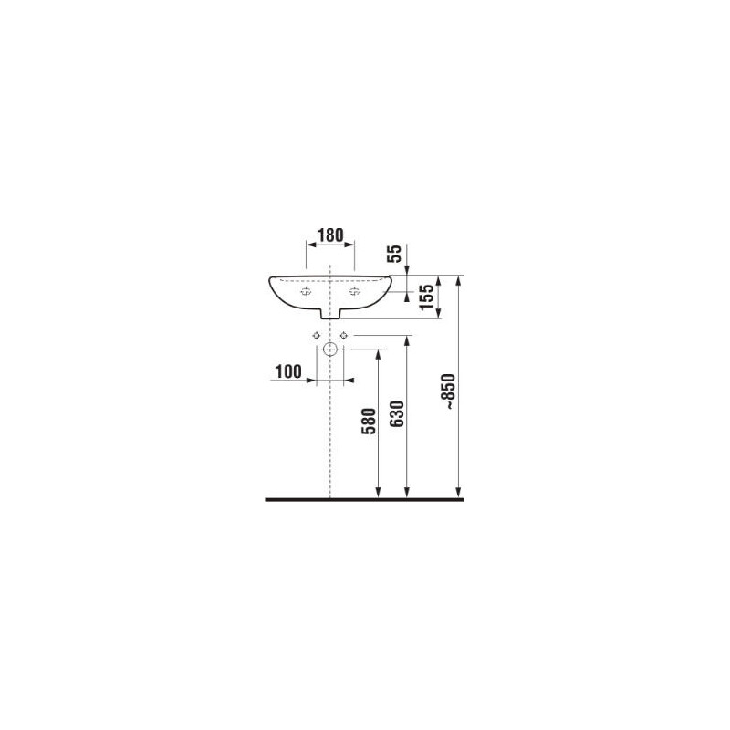 Umyvátko Lyra Plus 45x37 cm, bez otvoru, bílé, na stěnu, s přepadem, JIKA, H8153820001091