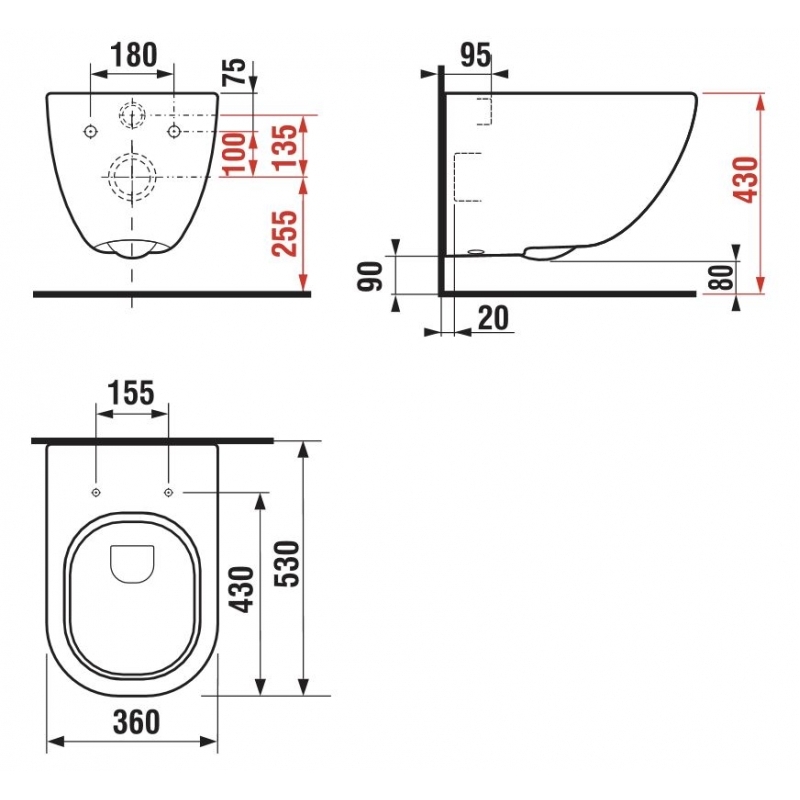 Klozet závěsný MIO-N RIMLESS 53 cm bílý, JIKA H8207140000001