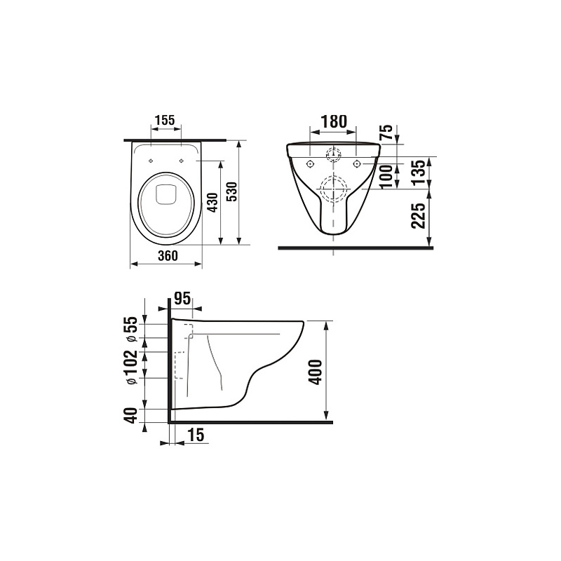 Závěsný klozet Lyra Plus, vodorovný odpad, JIKA H8233800000001