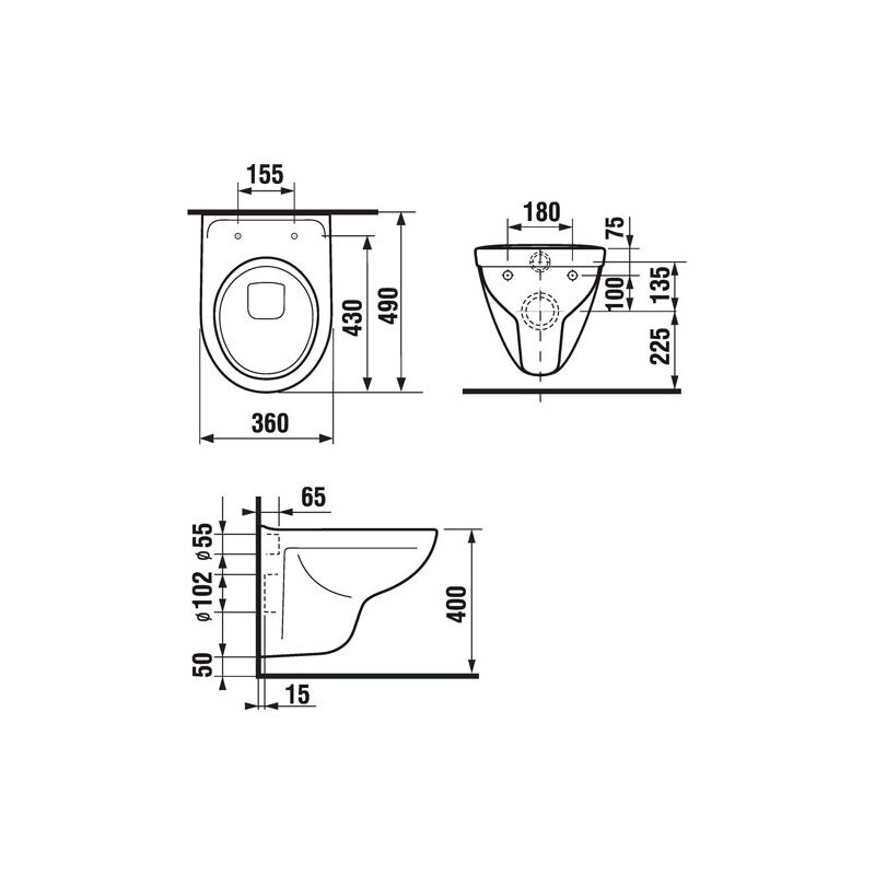 Závěsný klozet Lyra Plus Compact, vodorovný odpad, zkrácený 49 cm, Jika H8233820000001