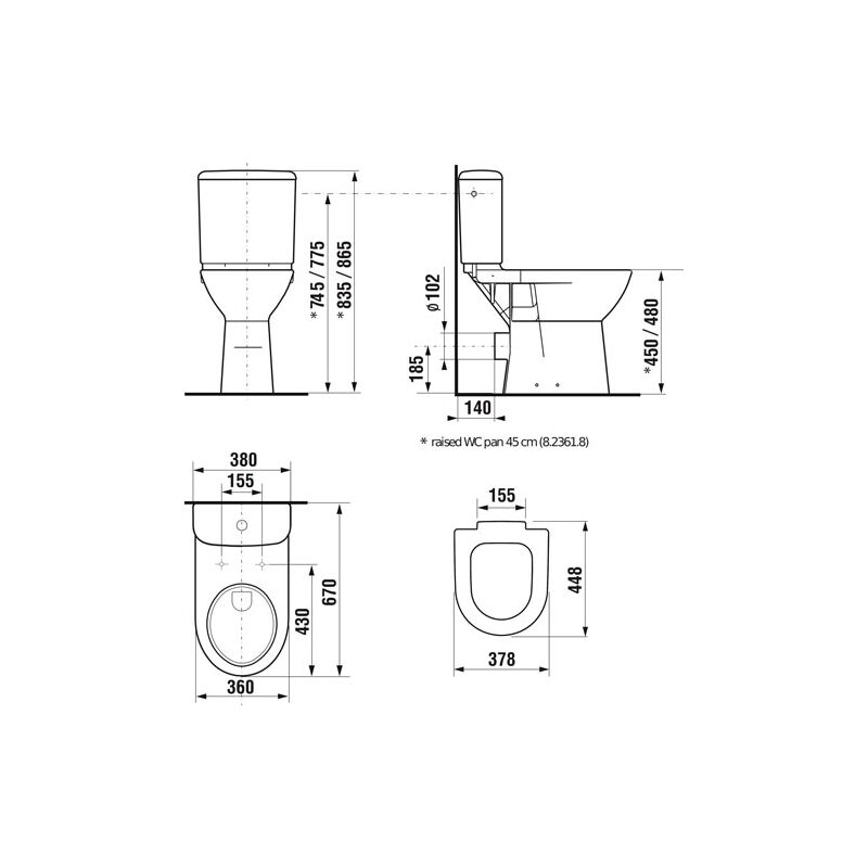 Kombi klozet Deep bez nádržky, vodorovný odpad, bílý, JIKA H8236160000001