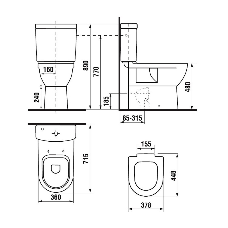 Stojící kombi mísa MIO - odpad vario, pro invalidy, výška 50cm, JIKA H8247160000001
