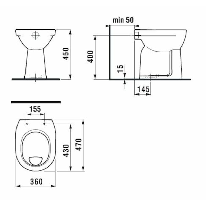 Klozet stojící LYRA PLUS - zvýšený (45cm), odpad svislý, JIKA H8253870000001