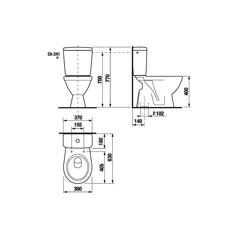 Kombi klozet Lyra Plus s nádržkou, šikmý odpad, boční napouštění, bílý, JIKA H8263840002413