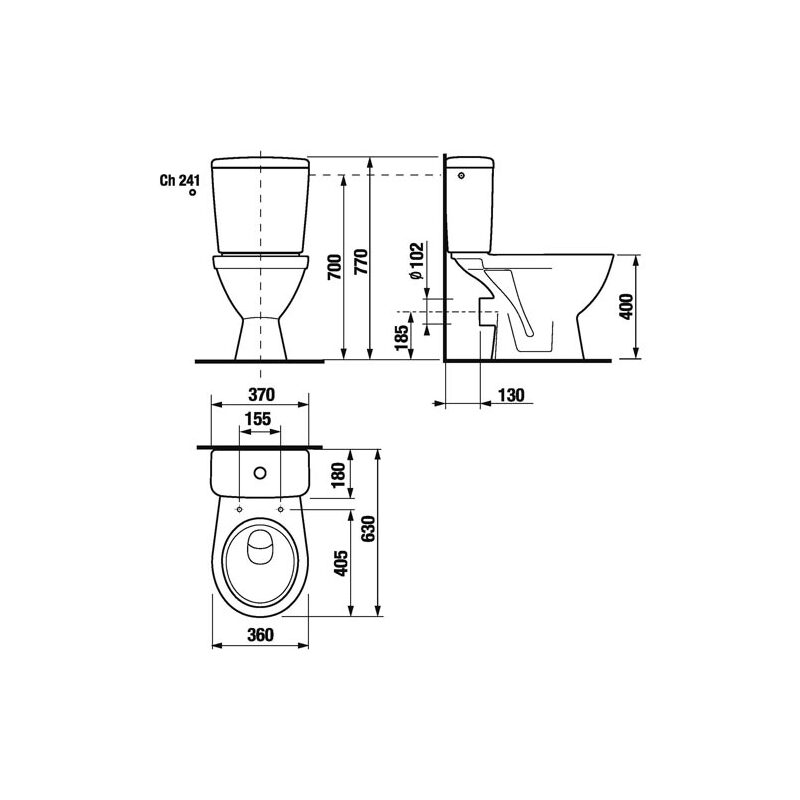 Kombi klozet Lyra Plus s nádržkou, vodorovný odpad, boční napouštění, bílý, JIKA H8263860002413
