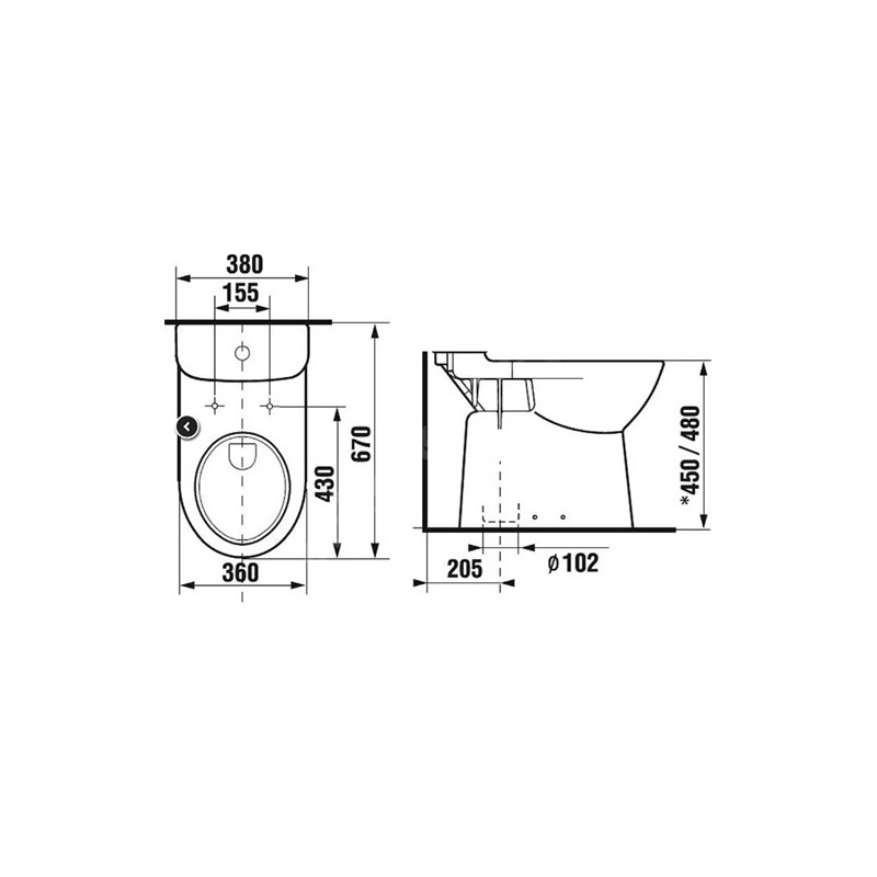 Nádržka ke klozetu DEEP, boční napouštění vody, JIKA H8276120002411