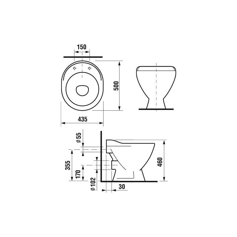 Stojící výlevka Mira 50x43,5x46 cm, keramika, bílá, Jika H8510460000001