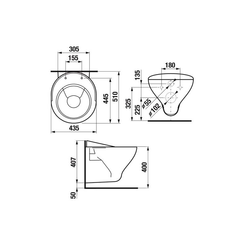Závěsná výlevka Mira 51x43,5x40,7 cm, keramika, bílá, Jika H8510490000001